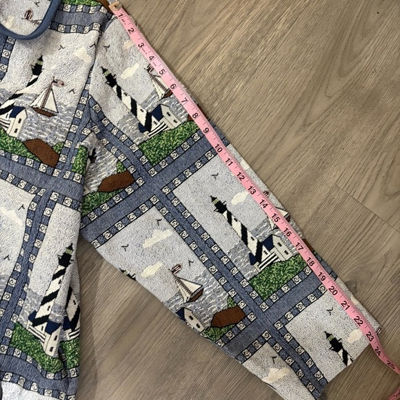 Vtg 90s Blair Nautical Sailboat Lighthouse Tapestry Jacket Lined Sz 2XL Coastal - Picture 12 of 14